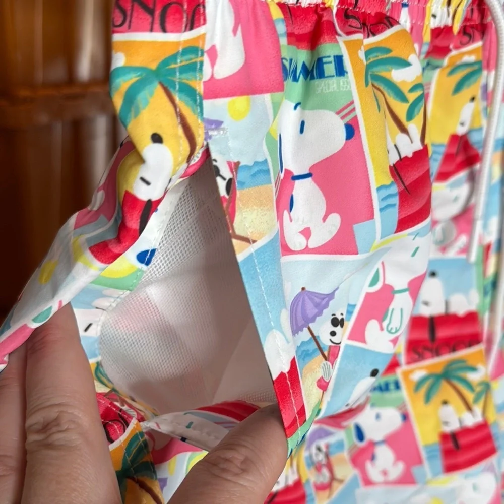 Zara x Peanuts Snoopy Swim Trunks Shorts Multicolor Summer Print Size Large - Picture 5 of 11